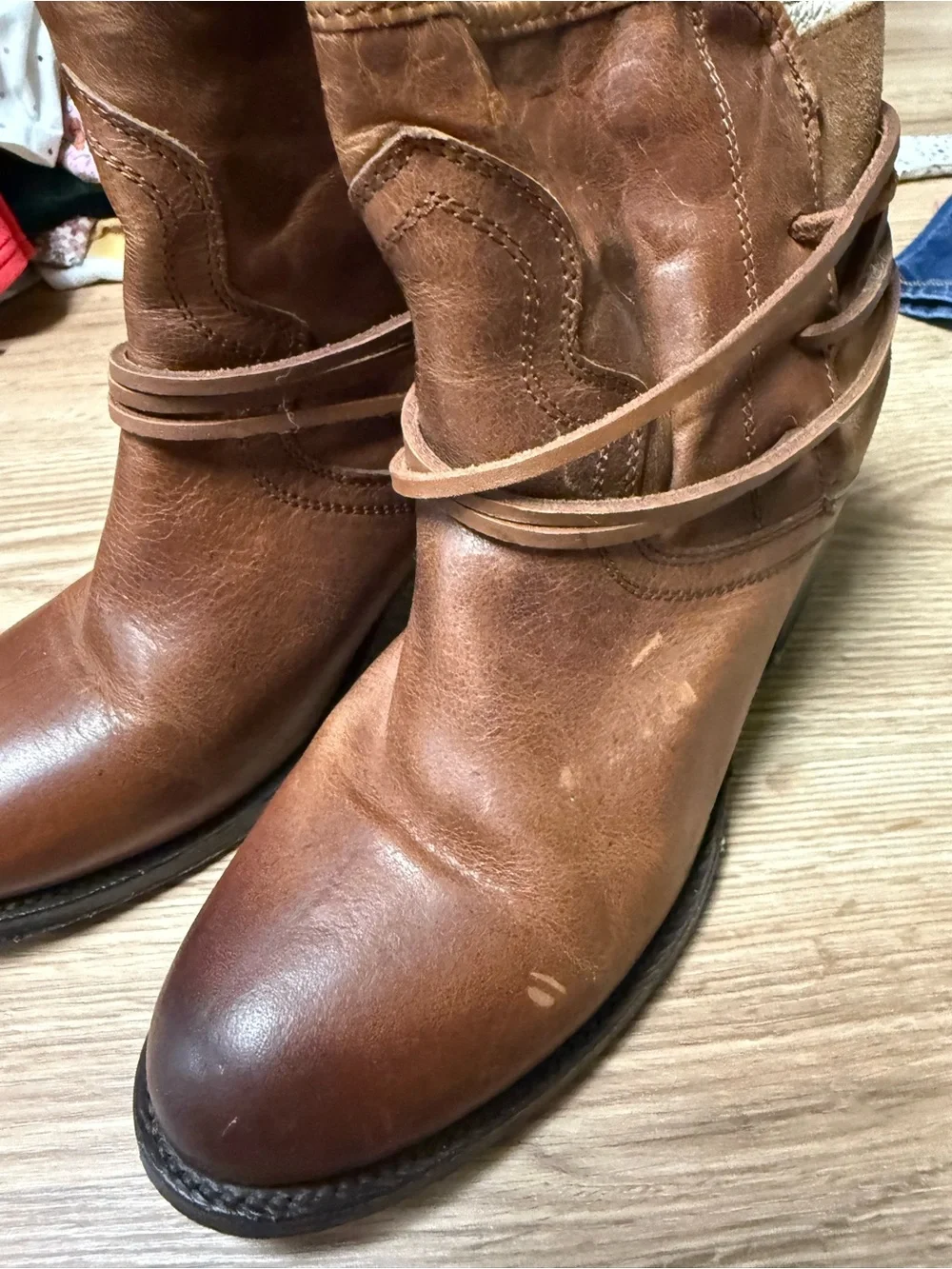 Freebird by Steven Brown Leather Ankle Boots with Wrap Laces